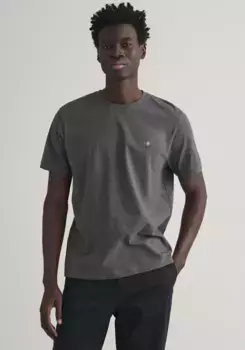 Футболка Gant "REG SHIELD SS T-SHIRT", с вышитым логотипом на груди, антрацит