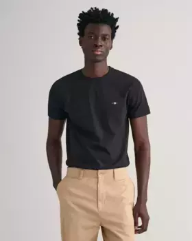 Футболка Gant "SLIM SHIELD SS T-SHIRT", с вышитым логотипом на груди, черный