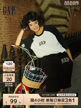 Футболка Gap с короткими рукавами реглан, белый / фиолетовый
