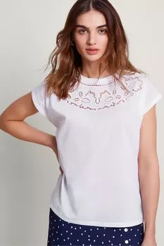 Футболка Garcia с вырезом Monsoon, белый