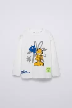 Футболка garfield paws inc ZARA, устрично-белый