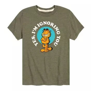 Футболка Garfield с рисунком «Ignoring You» для мальчиков 8–20 лет Licensed Character, зеленый