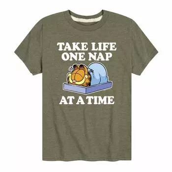 Футболка Garfield Take Life One Nap для мальчиков 8–20 лет Licensed Character, зеленый