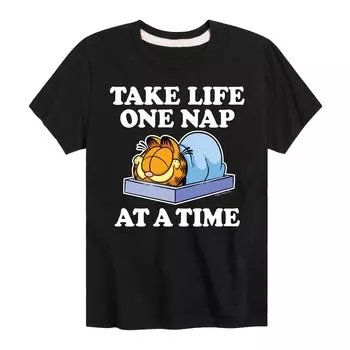Футболка Garfield Take Life One Nap для мальчиков 8–20 лет Licensed Character, черный