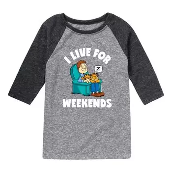 Футболка Garfield Weekends с рисунком реглан для мальчиков 8–20 лет Licensed Character