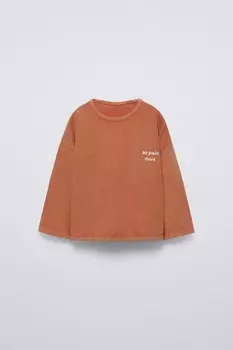Футболка garment dye с лозунгом ZARA, кирпич