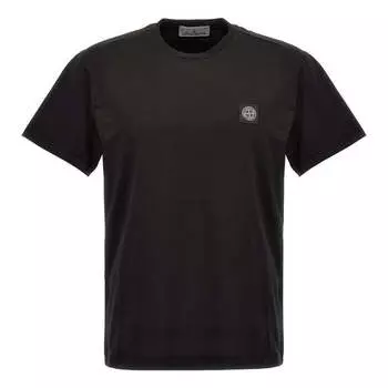 Футболка garment dyed logo t-shirt 'black' Stone Island, черный