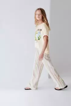 Футболка гавайи ZARA, экрю