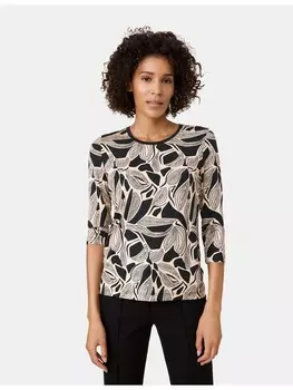 Футболка Gerry Weber 3/4 Arm, цвет black/gold leaf graphic big