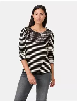 Футболка Gerry Weber 3/4 Arm, цвет black/cream yarnstripe