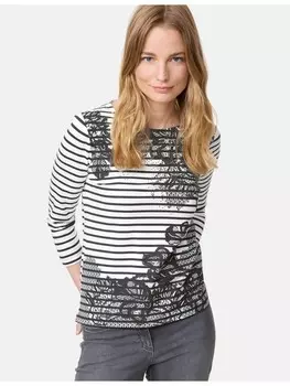 Футболка Gerry Weber 3/4 Arm, цвет cream/black print on stripe