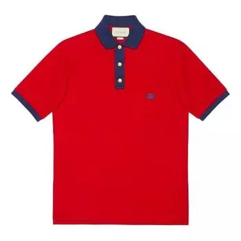Футболка gg sticker cotton short sleeve polo shirt for men red Gucci, красный