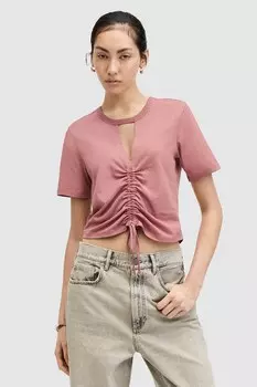 Футболка Gigi с разрезом спереди Allsaints, розовый