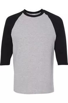 Футболка Gildan Heavy Cotton с рукавом реглан три четверти, цвет sport grey/ black