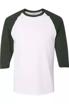 Футболка Gildan Heavy Cotton с рукавом реглан три четверти, белый/зеленый
