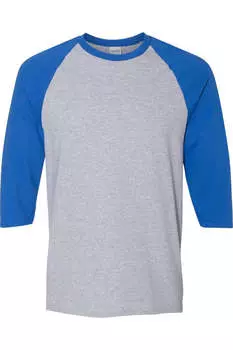 Футболка Gildan Heavy Cotton с рукавом реглан три четверти, цвет sport grey/ royal