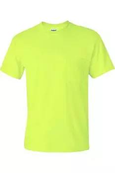 Футболка Gildan Ultra Cotton с карманом, цвет safety green