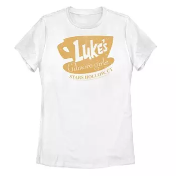 Футболка Gilmore Girls Luke's для юниоров с потертым рисунком и рисунком Licensed Character, белый