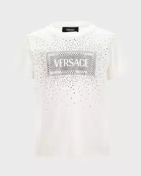 Футболка Girl's Bedazzled с логотипом Versace, цвет White/Crystal