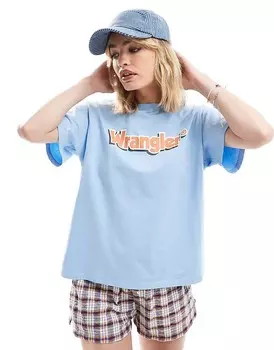 Футболка Girlfriend Wrangler – цвета Blassblau с логотипом