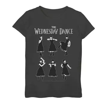 Футболка Girls Wednesday Addams Iconic Dance Steps с графическим рисунком Licensed Character, черный