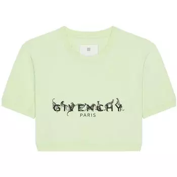 Футболка Givenchy Logo Printed Cropped T-Shirt 'Pale Green', зеленый