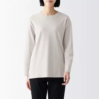 Футболка гладкой вязки с длинными рукавами MUJI, светло-серый