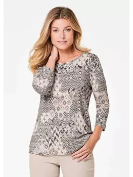 Футболка GOLDNER, цвет beige/gemustert