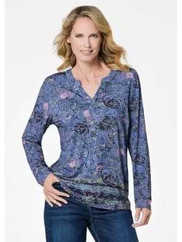 Футболка GOLDNER Langarmshirt, цвет blau/gemustert