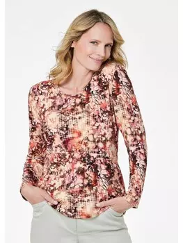 Футболка GOLDNER Langarmshirt, цвет camel/gemustert