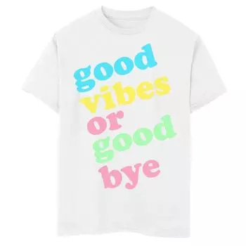 Футболка Good Vibes Or Good Bye для мальчиков 8–20 лет с разноцветным рисунком Licensed Character, белый