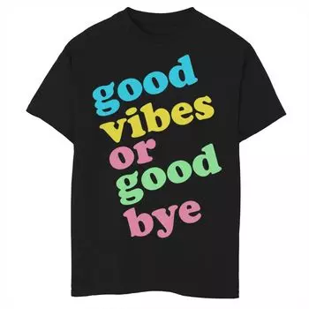 Футболка Good Vibes Or Good Bye для мальчиков 8–20 лет с разноцветным рисунком Licensed Character, черный