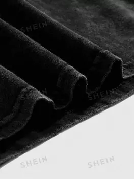 Футболка Goth с короткими рукавами Готические буквы, свисающие плечи, мужские, школьные Romwe, черный