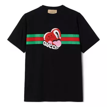Футболка graphic cotton t-shirt 'black' Gucci, черный