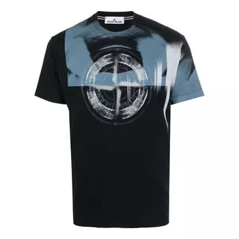 Футболка graphic print t-shirt 'black' Stone Island, черный