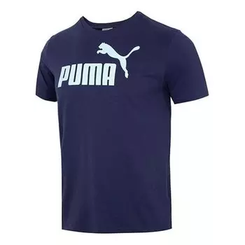 Футболка graphic regular t-shirt 'navy' Puma, синий