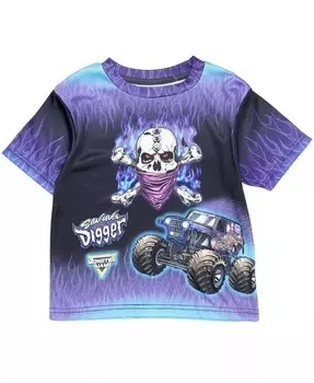 Футболка Grave Digger El Toro Loco Mohawk Warrior Максимальное разрушение Monster Truck для малышей, Дети Мальчики Monster Jam, синий