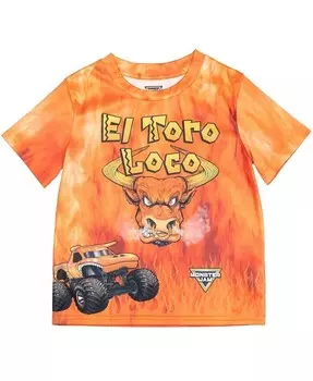 Футболка Grave Digger El Toro Loco Mohawk Warrior Максимальное разрушение Monster Truck для малышей, Дети Мальчики Monster Jam, оранжевый