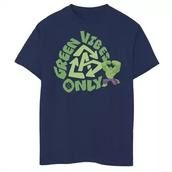 Футболка Green Vibes Only с рисунком только для мальчиков 8–20 лет Marvel Earth Day Avengers Hulk Marvel, синий