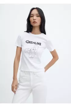 Футболка Гремлины Mango, белый