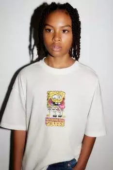 Футболка губки боба nickelodeon ZARA, белый