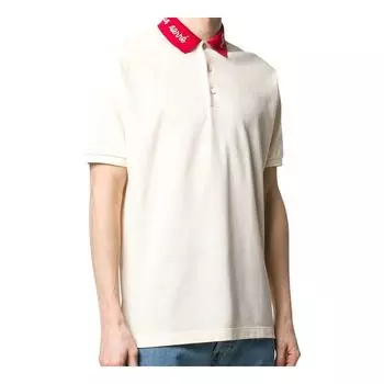 Футболка Gucci Alphabet Embroidered Short Sleeve polo Creamy White, кремовый