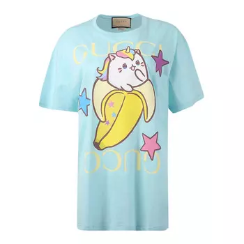 Футболка Gucci Bananya Print, голубой