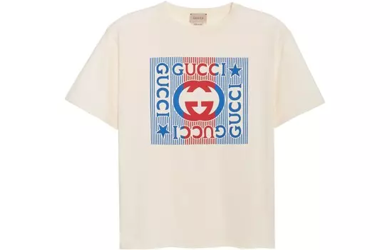 Футболка Gucci детская, белый / красный / синий