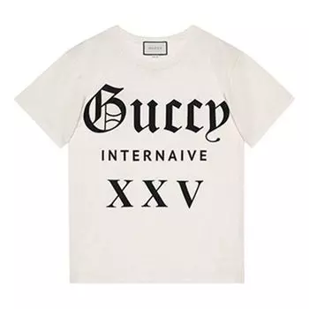 Футболка Gucci Guccy Series Cotton Short Sleeves Unisex White, кремовый