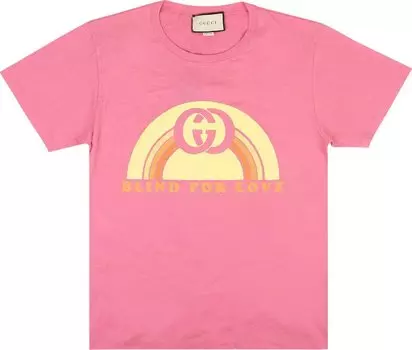 Футболка Gucci Interlocking G Logo Blind For Love T-Shirt Pink, розовый