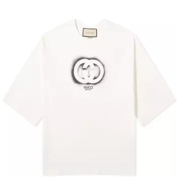 Футболка Gucci Interlocking Sprayed Logo, белый