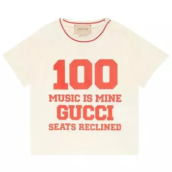 Футболка Gucci Kids Short-Sleeve Graphic Print T-Shirt 'White/Red', белый