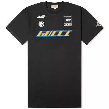 Футболка Gucci Moto Logo Long, черный