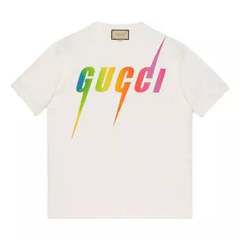 Футболка GUCCI print cotton T-shirt 'off white', белый